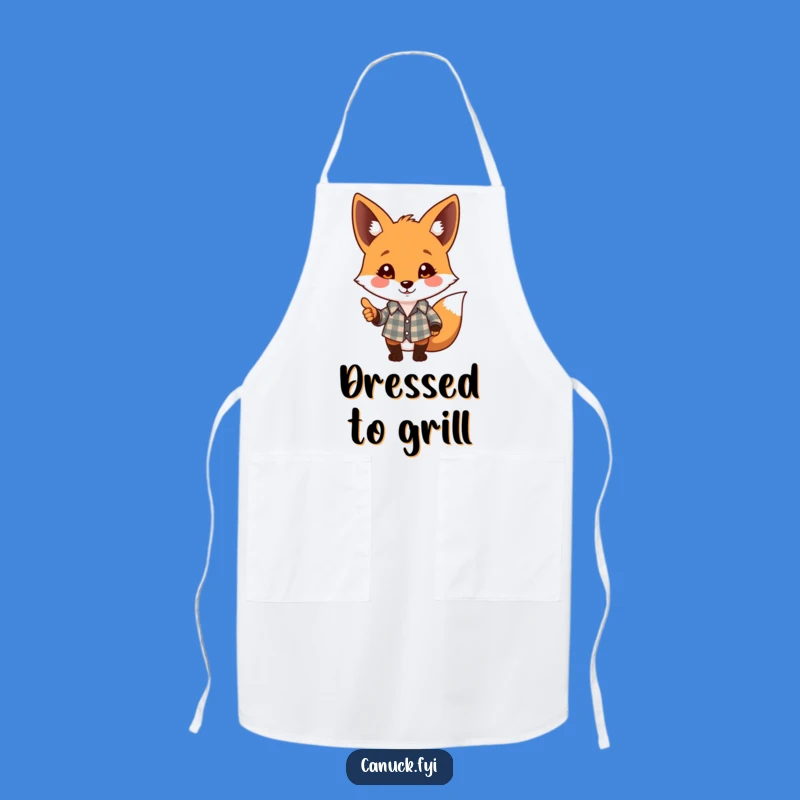 Funny Fox Kitchen Apron - Playful Plaid Pal, Cooking Gift