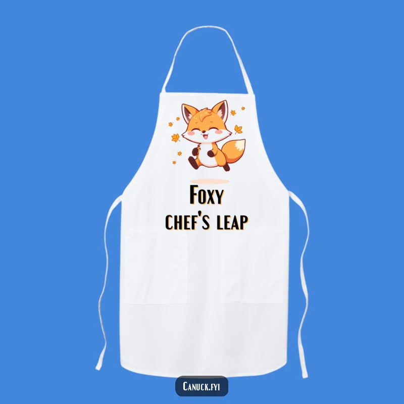 Funny Fox Apron: Joyful Maple Leaf Chef - Autumn Kitchen Gift