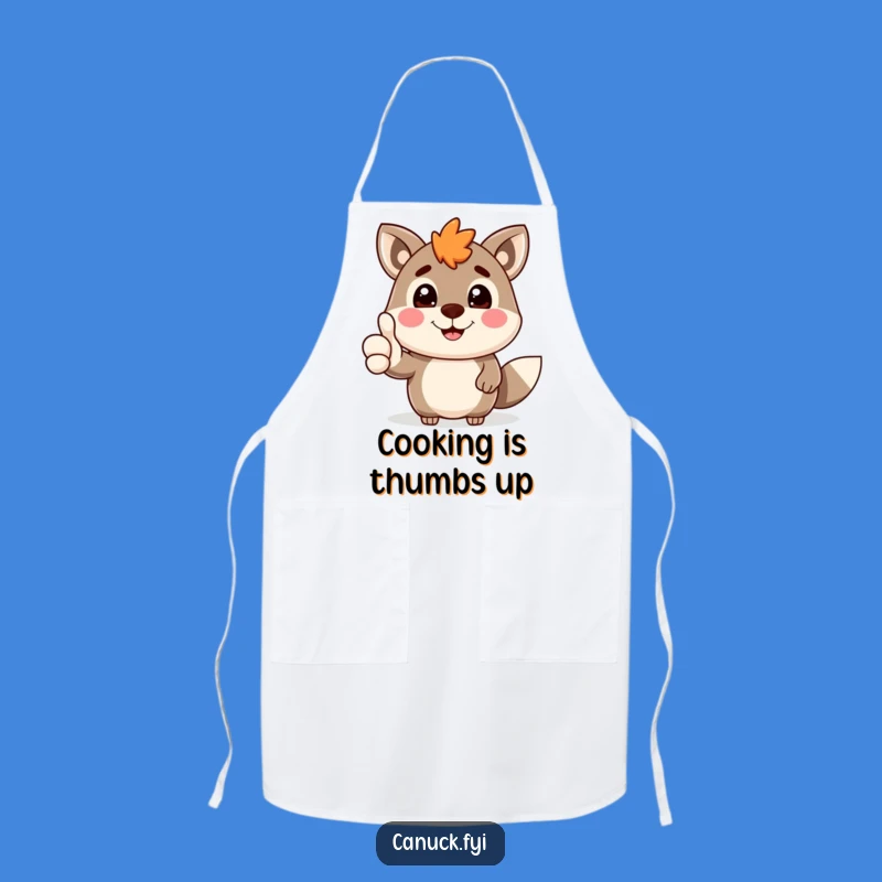 Funny Canadian Animal Thumbs Up Apron - Cheerful Kitchen Encouragement Gift