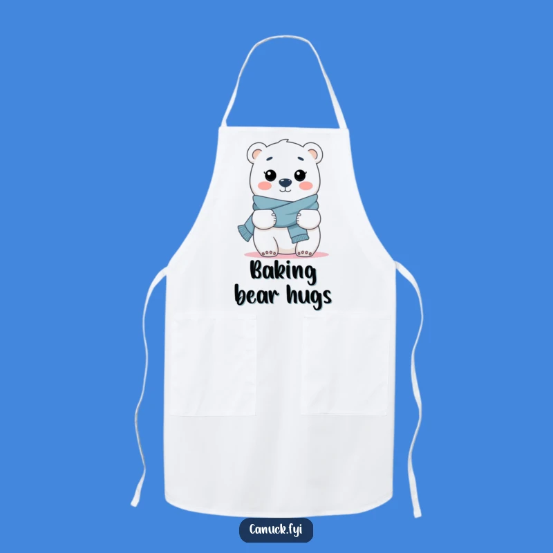 Funny Polar Bear Hug Apron - Cheerful Kitchen Wear for Warm Cooks
