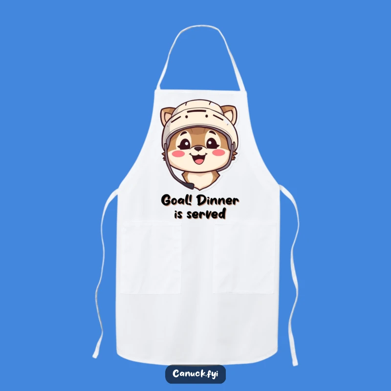 Funny Hockey Apron: Helmet Smile, Kitchen Sports Fan Gift