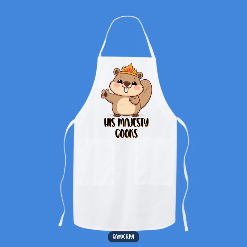 Funny Beaver Apron: Maple Leaf Crown Chef - Cute Kitchen Gift