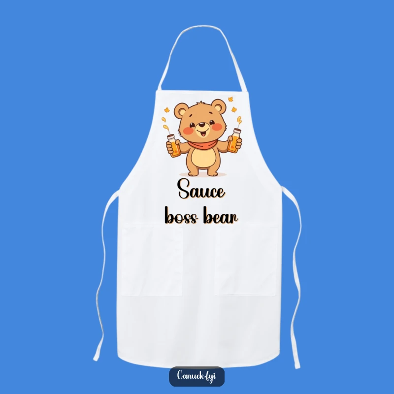 Funny Juggling Bear Apron: Maple Syrup Cartoon Kitchen Gift