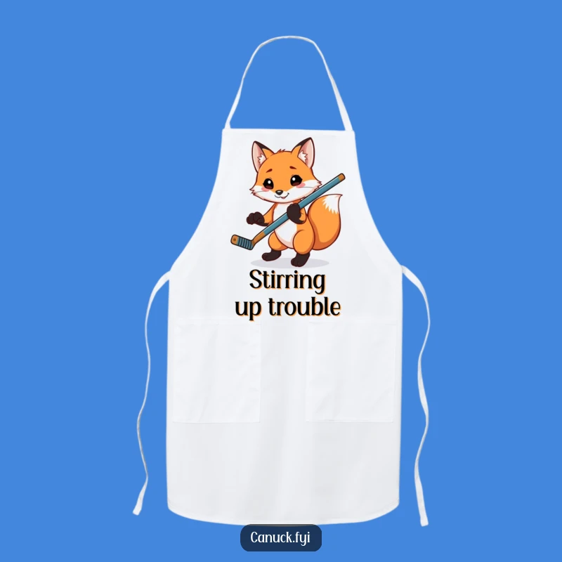 Funny Fox Hockey Apron: Playful Animal for Kitchen Sports Fun!