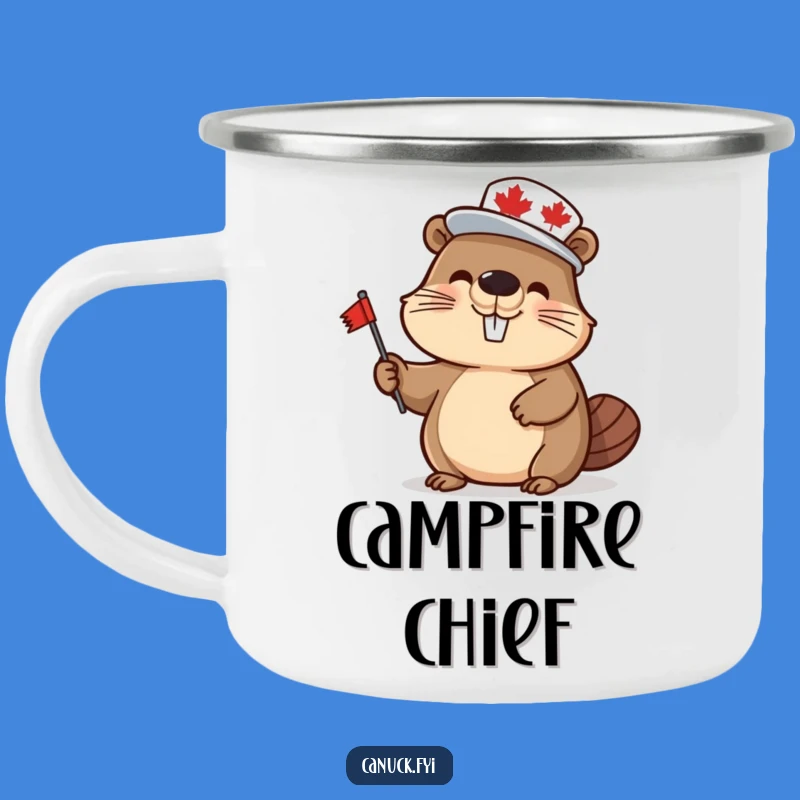 Funny Beaver Camping Mug: Maple Leaf Fun, Waving Flag, Perfect Outdoor & Humorous Canadian Gift