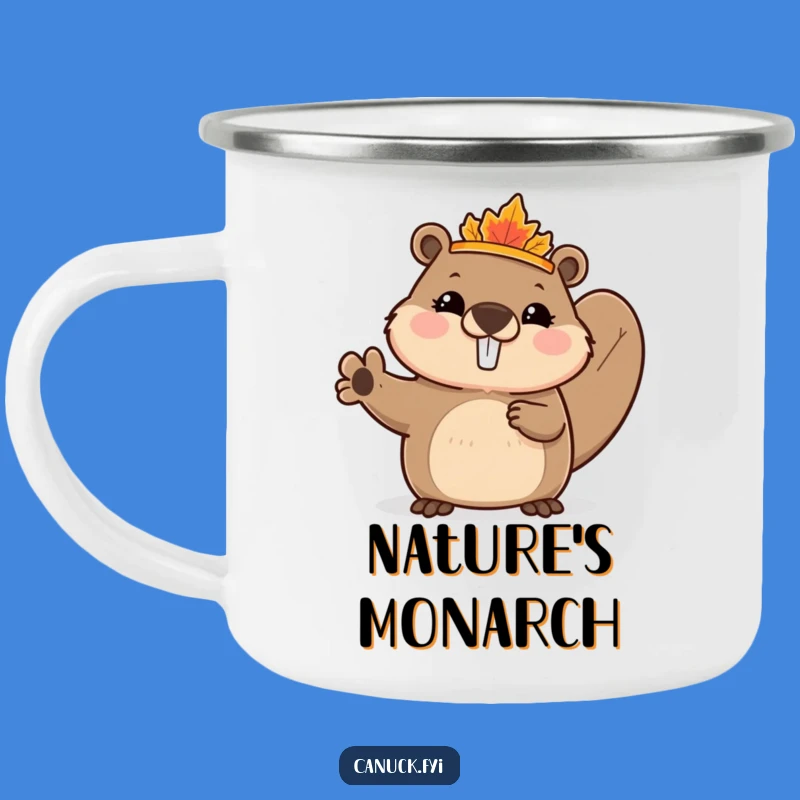 Funny Beaver Camping Mug: Maple Leaf Crown Wave - Outdoor Gift