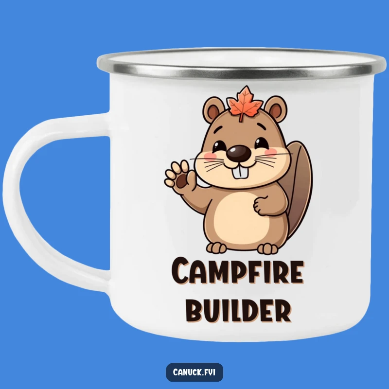 Funny Beaver Maple Leaf Enamel Camping Mug: Adventure with Canadian Charm