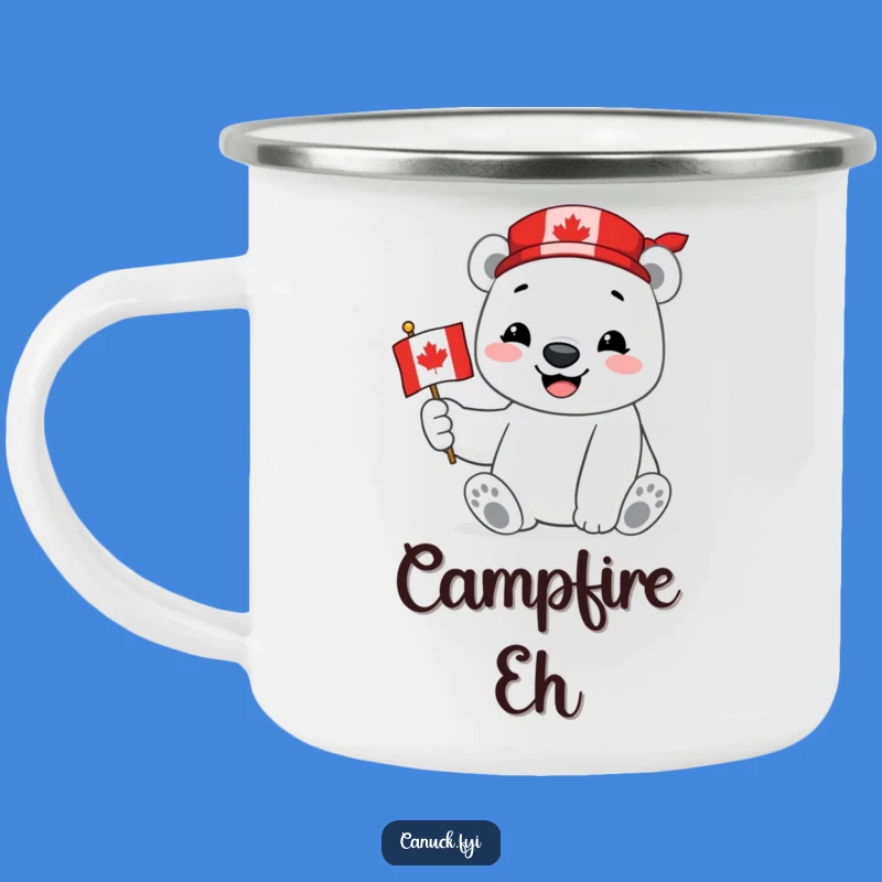 Funny Polar Bear Camping Mug: Canadian Flag Proud - Outdoor Gift