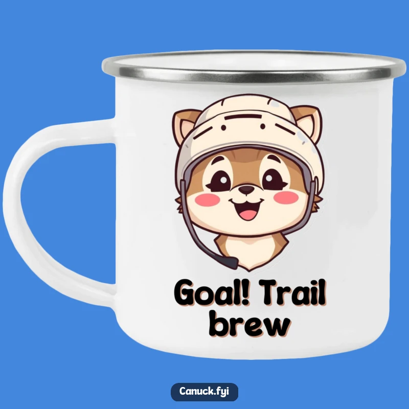 Funny Hockey Camping Mug: Helmet Smile, Outdoor Sports Fan Gift