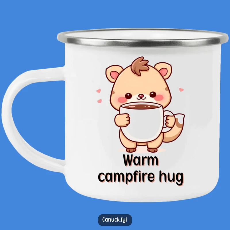 Funny Animal Camping Mug: Hot Chocolate Explorer, Cozy Adventure
