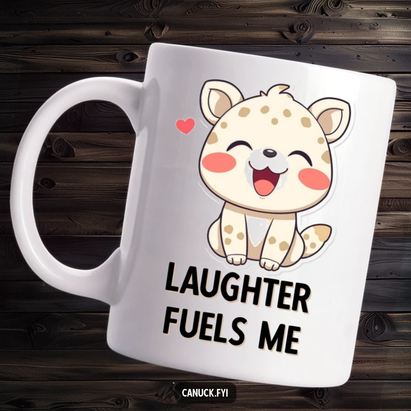 Funny mug capturing a joyful animal character mid-laugh, radiating infectious happiness and friendly good humor.