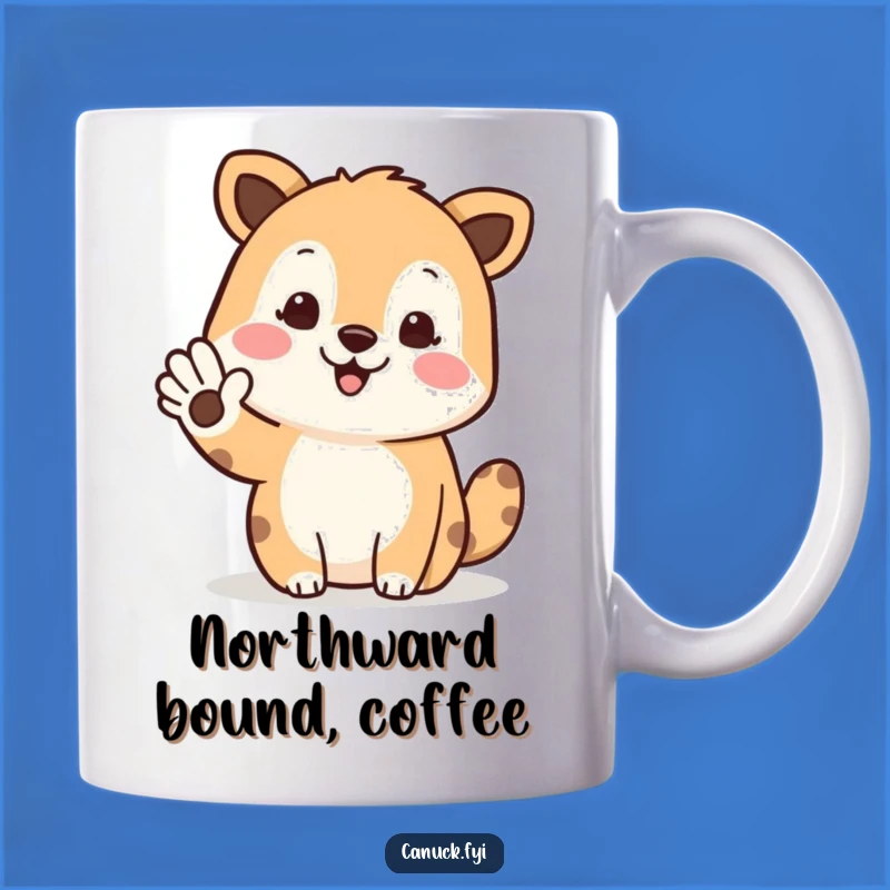 Funny North-Pointing Animal Mug: Hilarious Directional Greeting Gift for Friends