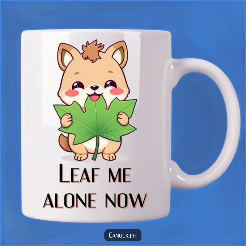Funny Maple Leaf Mug: Triumphant Animal Smirk - Canadian Pride Gift