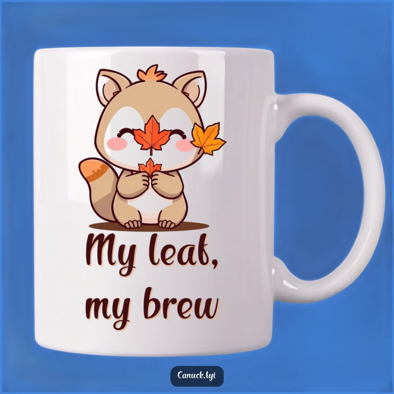Funny Maple Leaf Animal Mug: Proud Character Holding Leaf, Unique Gift