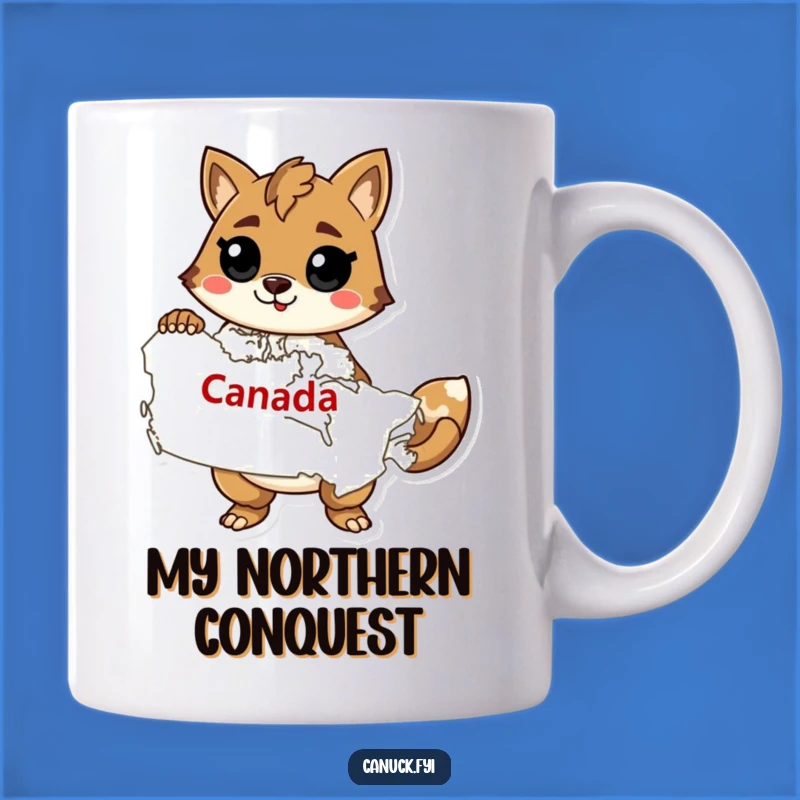 Funny Canada Map Mug: Confident Animal Explorer - Humorous Travel Gift