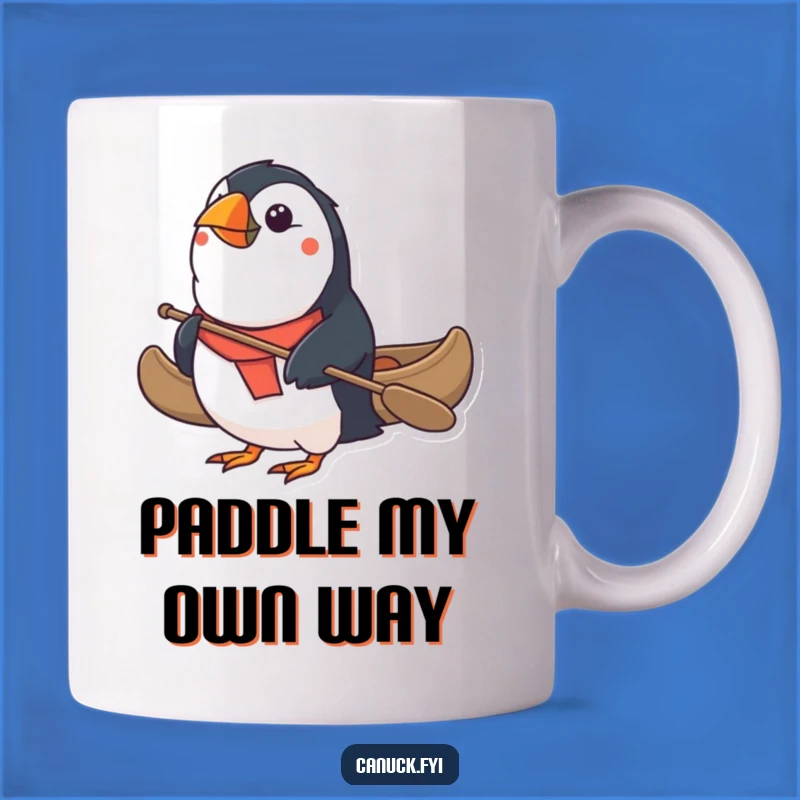 Funny Puffin Canoe Adventure Mug - Hilarious Determined Character Gift