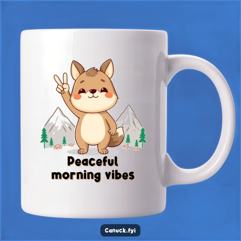 Funny Peace Animal Mug: Mountain Zen Gesture Gift