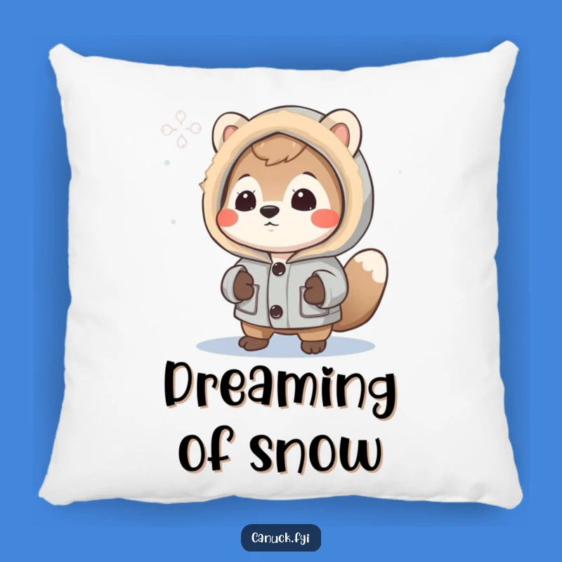 Cozy Funny Winter Pillow: Curious Animal Parka, Soft Snowflake Wonder