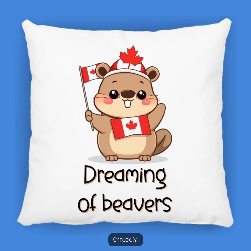 Funny Canadian Beaver Pillow: Cute Beaver Flag Cushion Gift