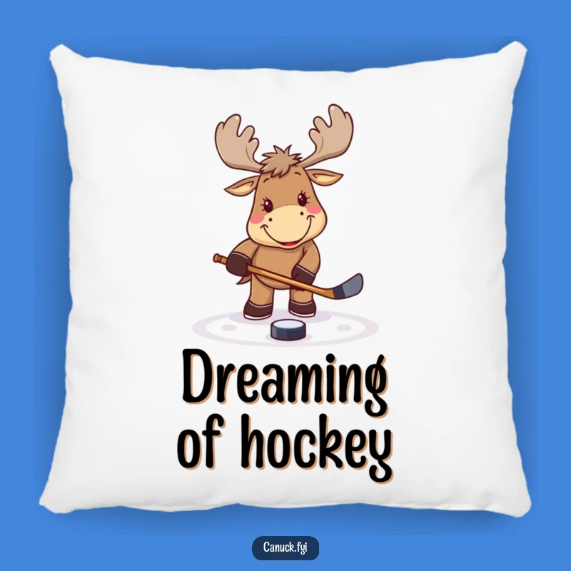 Funny Hockey Moose Pillow: Cozy Puck Tap Cushion Gift