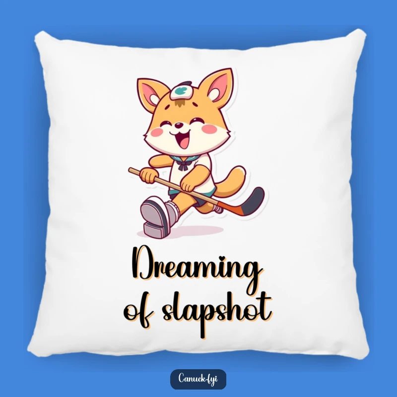 Cozy Funny Hockey Pillow: Joyful Animal Puck Kicker, Soft and Amusing Decor