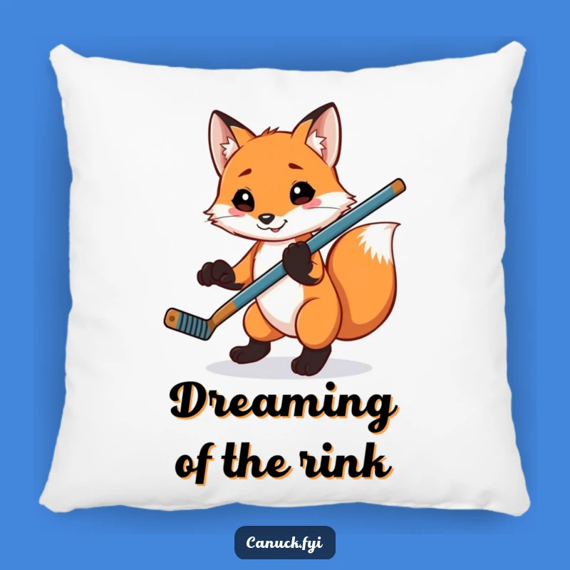 Funny Fox Hockey Pillow: Playful Animal Comfort for Sports Fans!