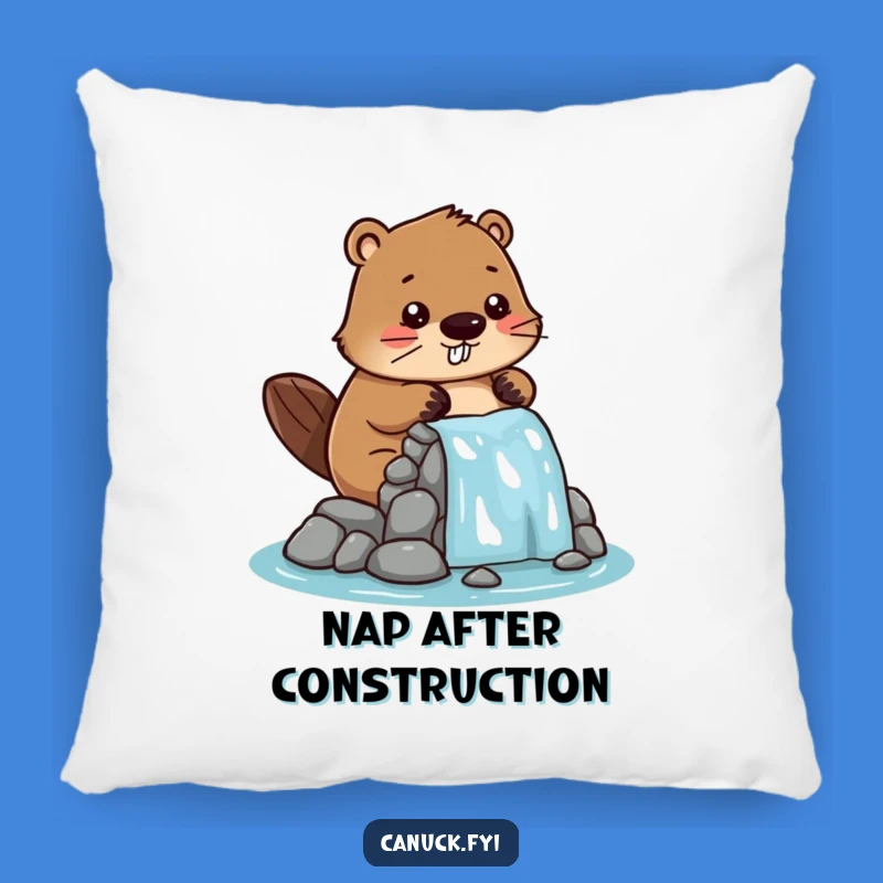 Funny Beaver Dam Builder Pillow - Cozy Engineer Accent Gift