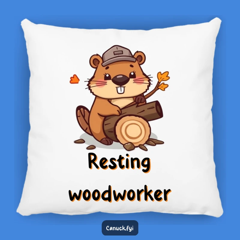 Funny Beaver Lumberjack Pillow: Cozy Chopping Comfort
