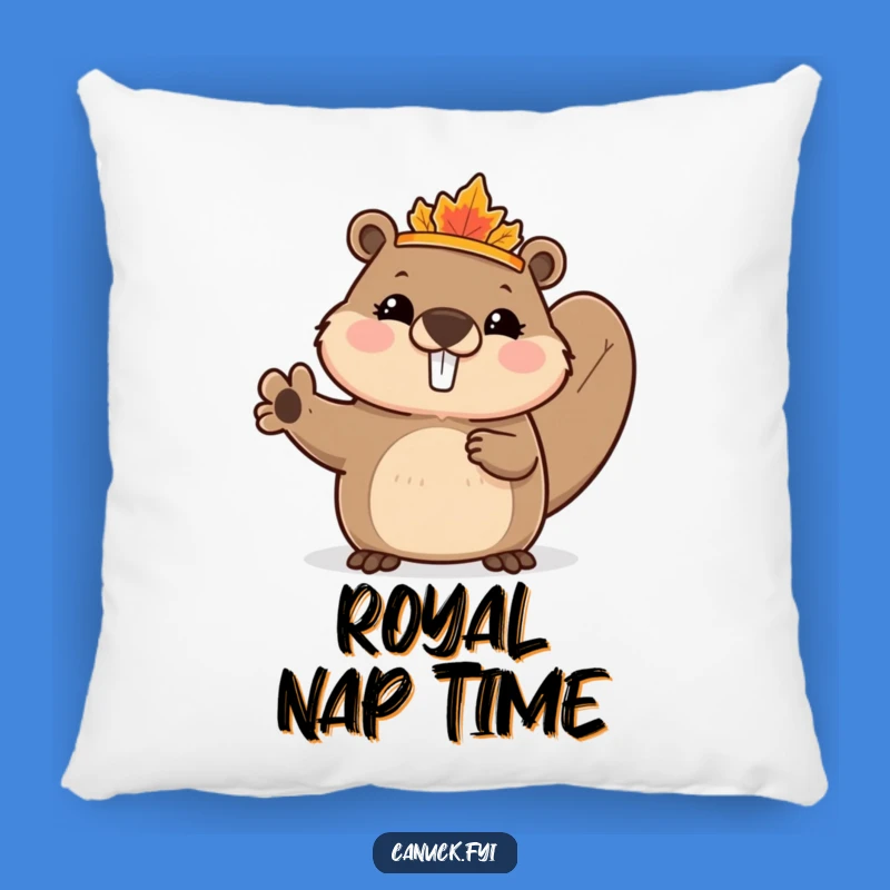Funny Beaver Pillow: Maple Leaf Crown Royal - Cozy Cute Gift