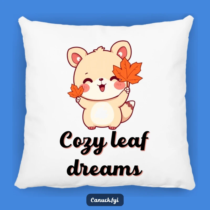 Funny Cute Animal Pillow - Maple Leaf Waving Cozy Friend