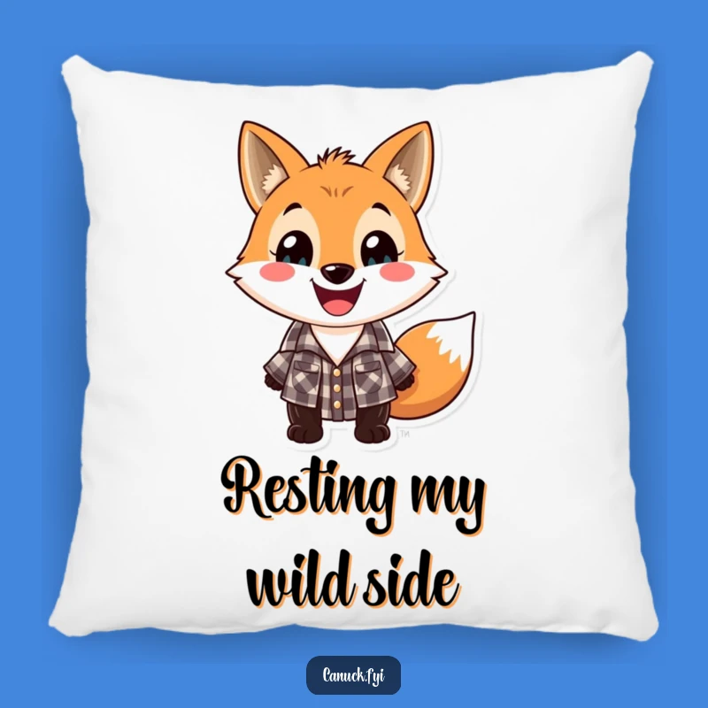 Funny Lumberjack Fox Pillow: Soft Flannel Fox Accent Gift