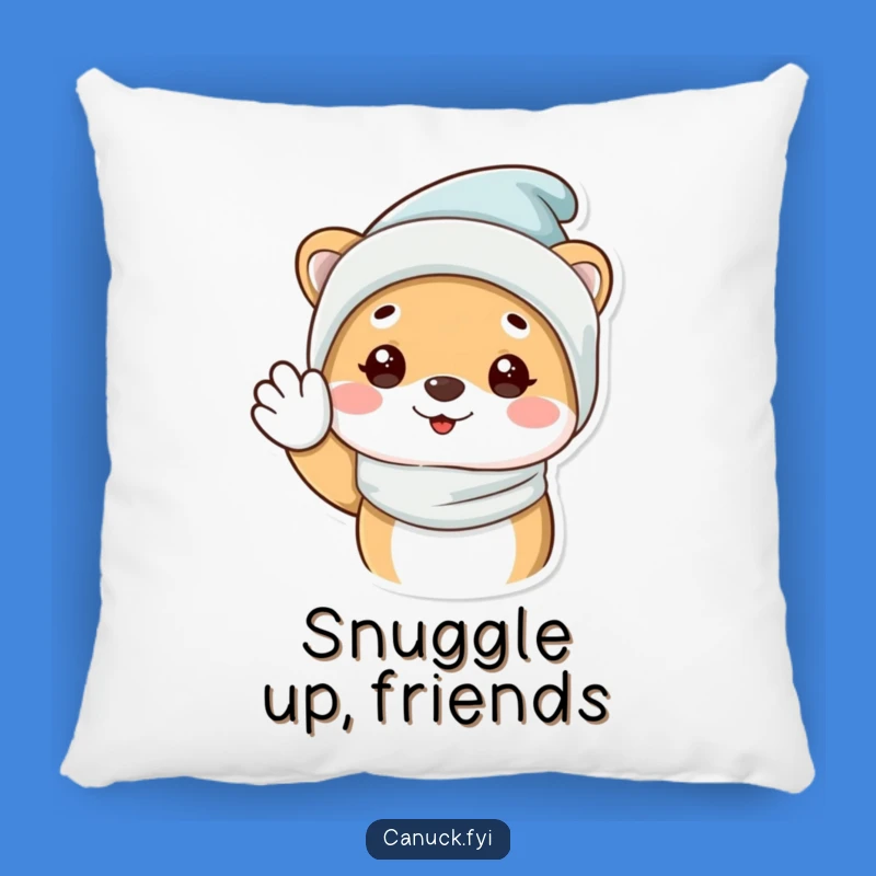 Funny Winter Animal Pillow: Snuggle Up with a Waving, Cozy Friend!