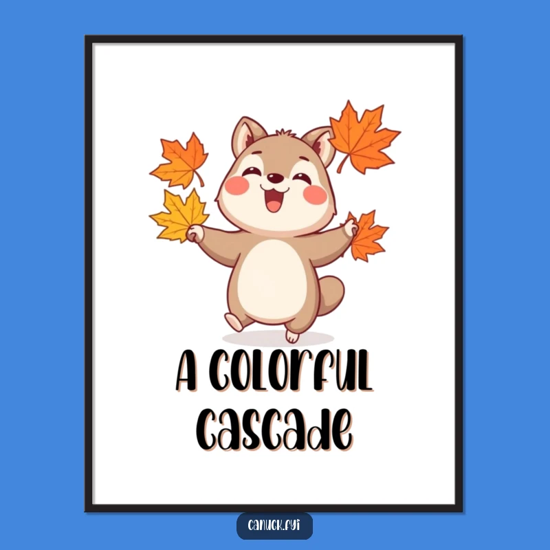 Funny Joyful Juggler Animal Digital Art - Autumn Leaf Printable