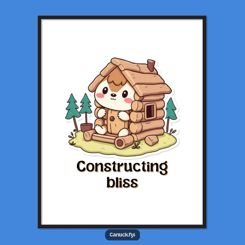 Funny Animal Log Cabin Digital Art: Hilarious Woodland Scene for Instant Decor