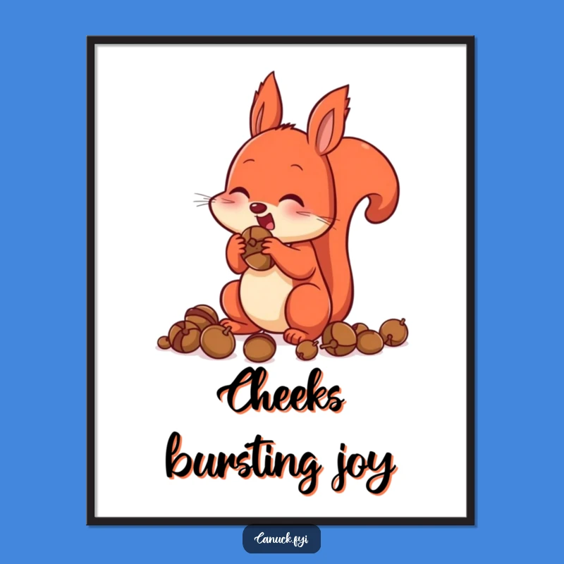 Funny Digital Art Print: Squirrel Acorn Stuffer, Instant Nutty Decor