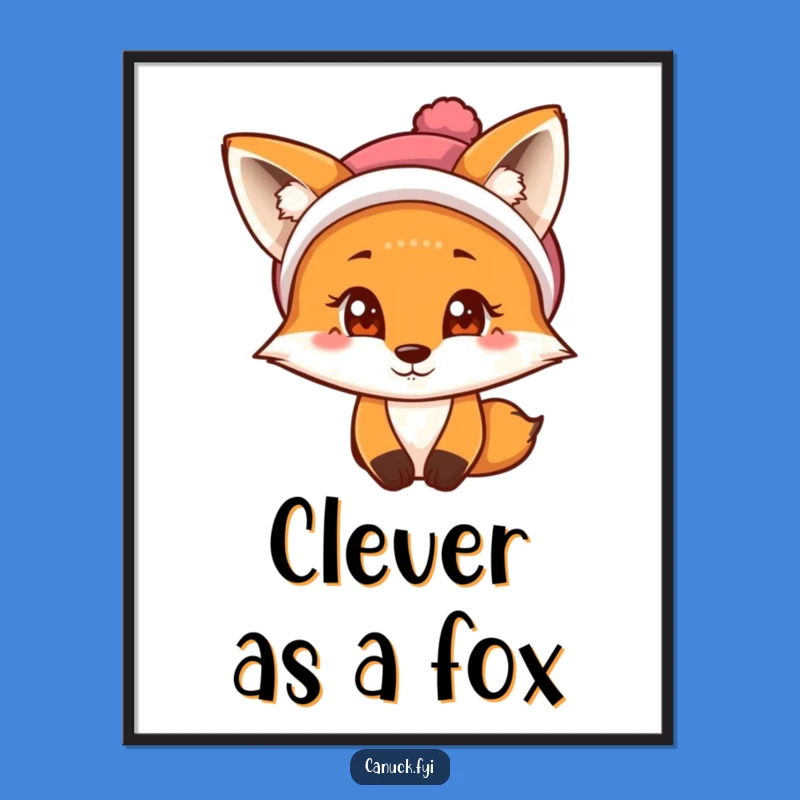 Funny Fox Digital Art: Curious Tuque Fox Download - Winter Humor Gift