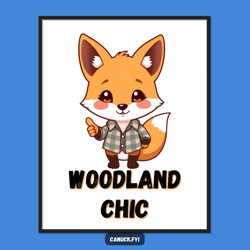 Funny Fox Digital Art - Playful Plaid Pal, Instant Download Gift