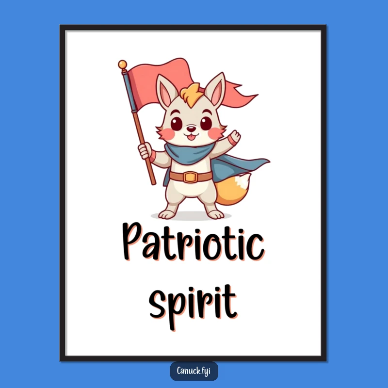 Funny Hero Animal Digital Art - Proud Flag Pose, Instant Download Gift