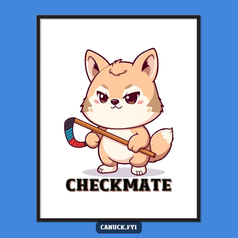 Funny Hockey Digital Art - Determined Animal Pal, Instant Download Gift