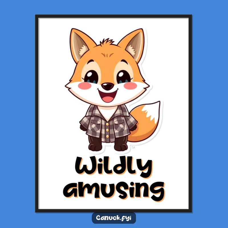 Funny Lumberjack Fox Digital Art: Printable Woodland Grin Gift