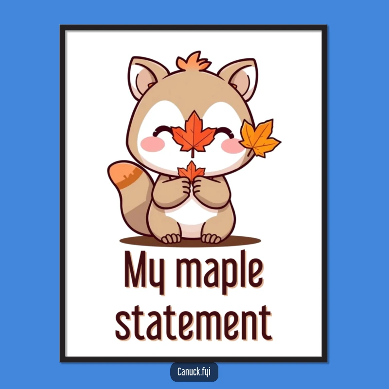 Funny Maple Leaf Digital Print: Animal Character, Instant Canada Gift