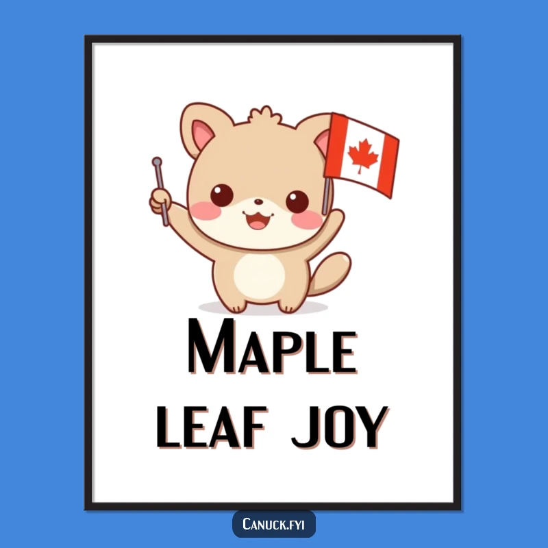 Funny Maple Leaf Flag Animal Digital Art Print - Instant Canadian Cheer