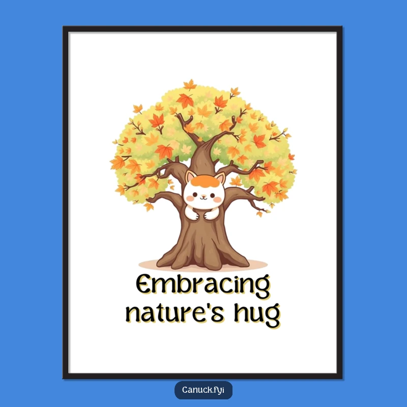 Funny Maple Tree Digital Print: Animal Hug, Instant Nature Gift
