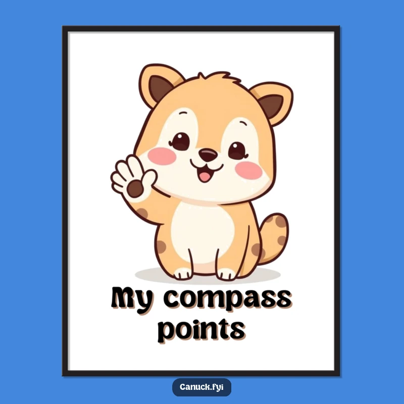 Funny North-Pointing Animal Digital Print: Hilarious Greeting Wall Art Gift