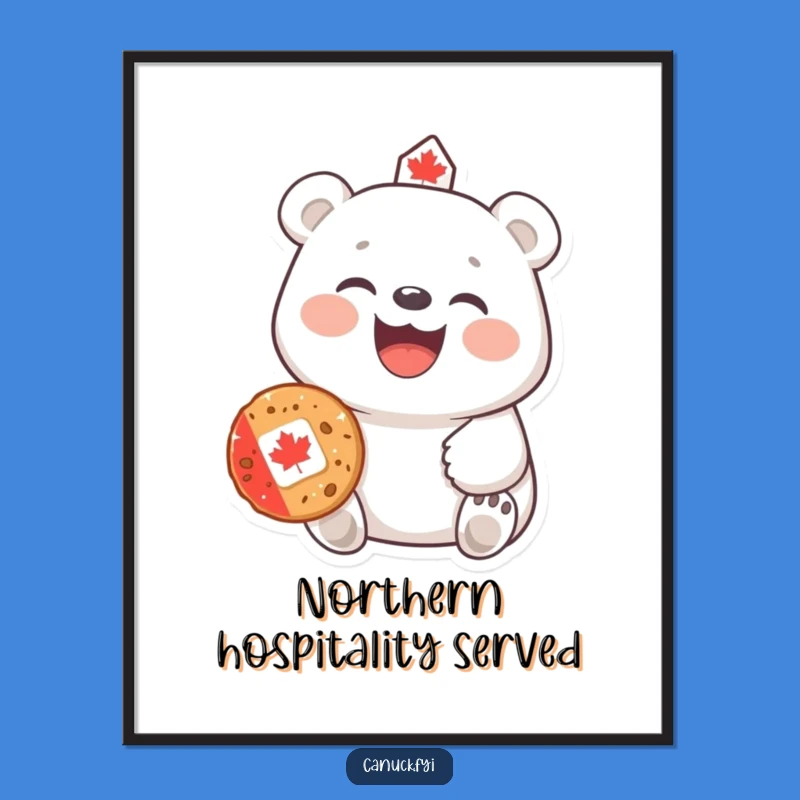 Funny Polar Bear Digital Art: Canadian Cookie Offer, Hearty Laugh, Instant Humorous Gift