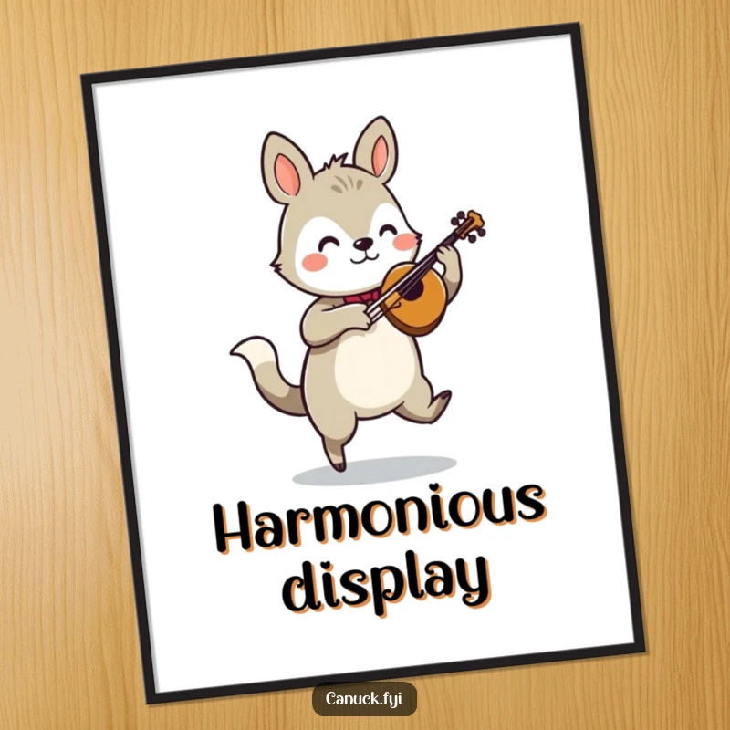 Funny animal fiddle jig digital art print, bringing lively musical energy and humorous decor.