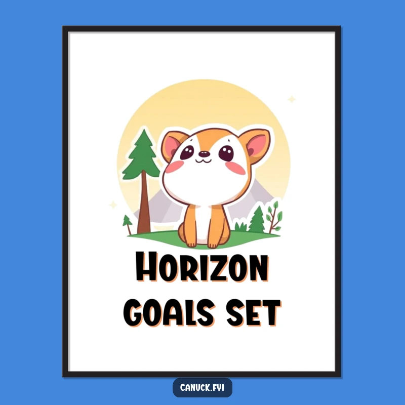 Funny Curious Animal Mountain Digital Art - Printable Wall Decor for Adventurers