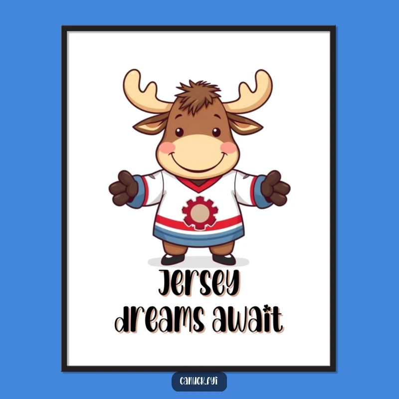 Funny Moose Digital Art - Hilarious Hockey Jersey Print for Instant Laughs