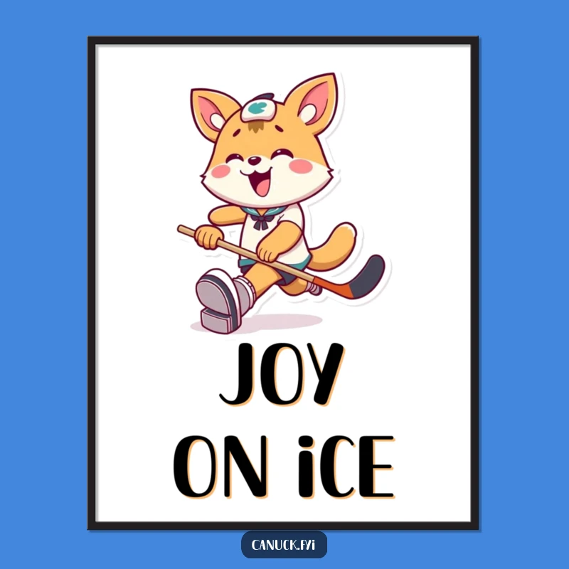 Funny Animal Hockey Digital Art: Joyful Puck Kicker Scene for Instant Decor