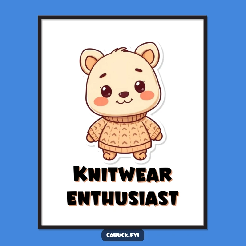 Funny Knitted Sweater Animal Digital Art - Smiling Instant Download